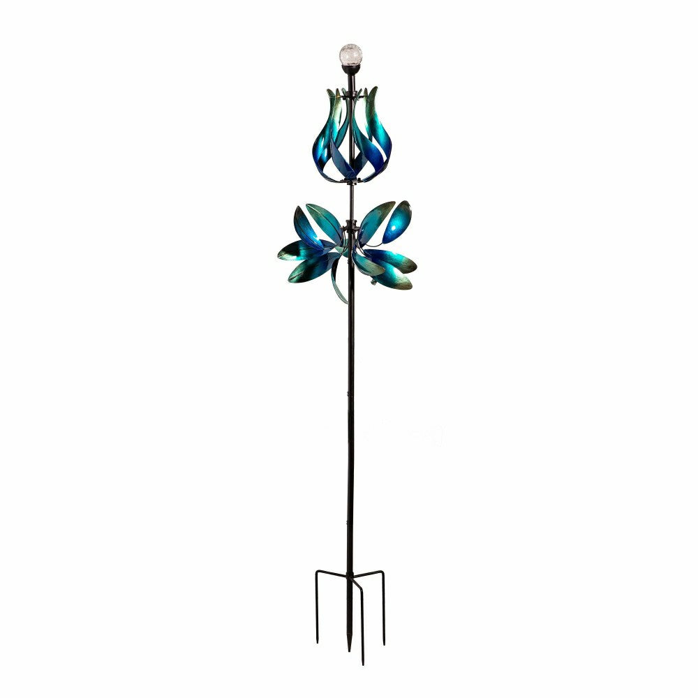 Seaside Retreat Wind Spinner, Solar Blue & Teal Floral Gradient, 82"H