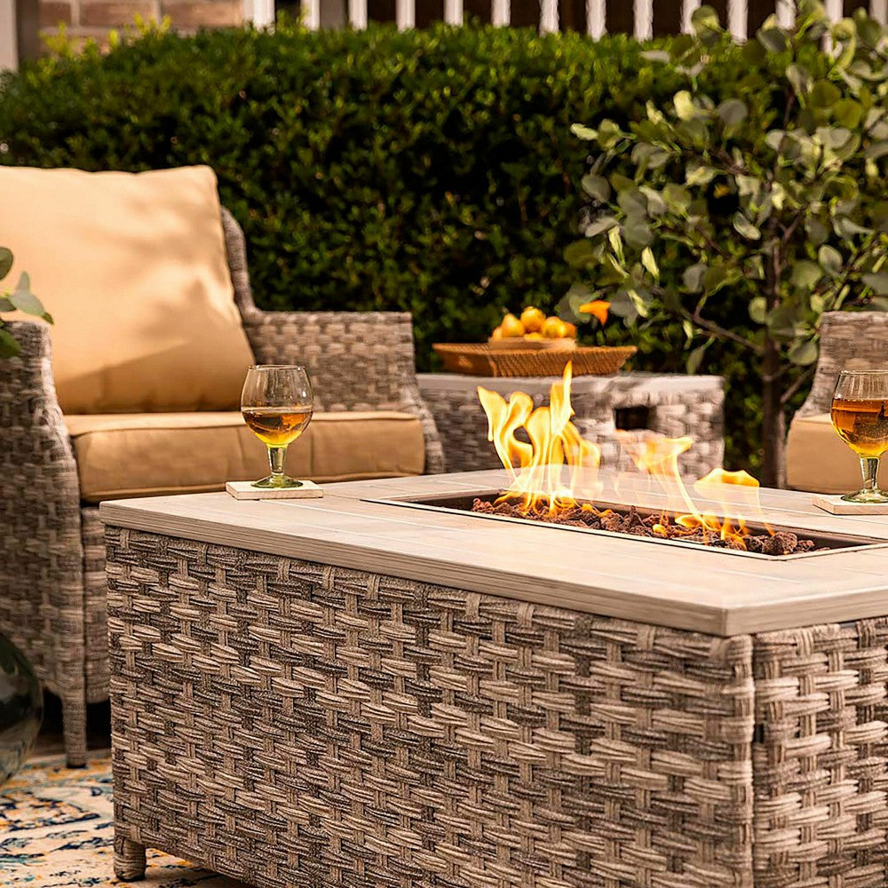 5Pcs Alum Wicker Conversation Set with Cushions