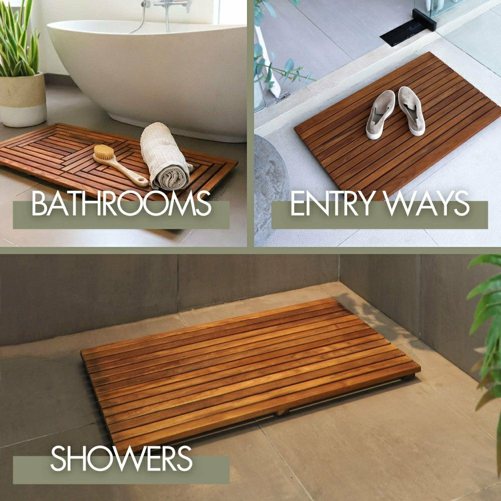 Redfish Oiled Teak Shower and Bath Mat 19.6″ x 19.6″