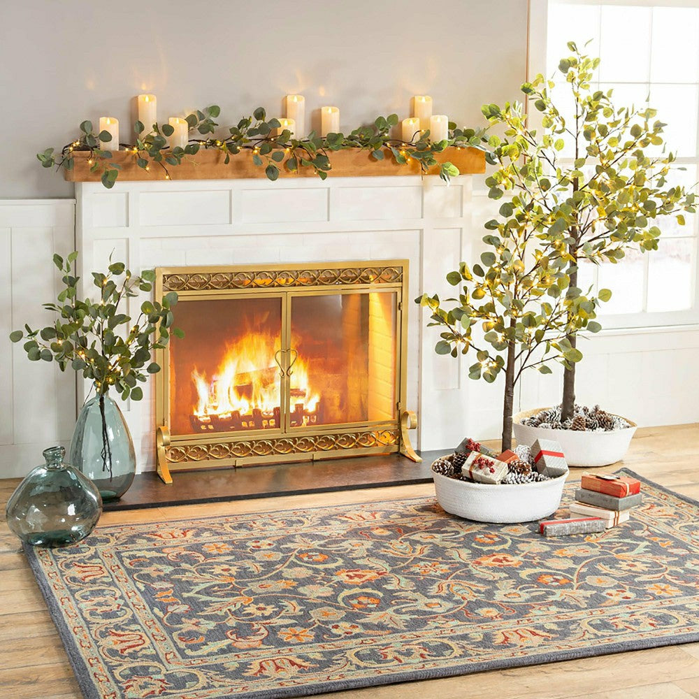 Large Cast Iron Scrollwork Fire Screen w/Doors
