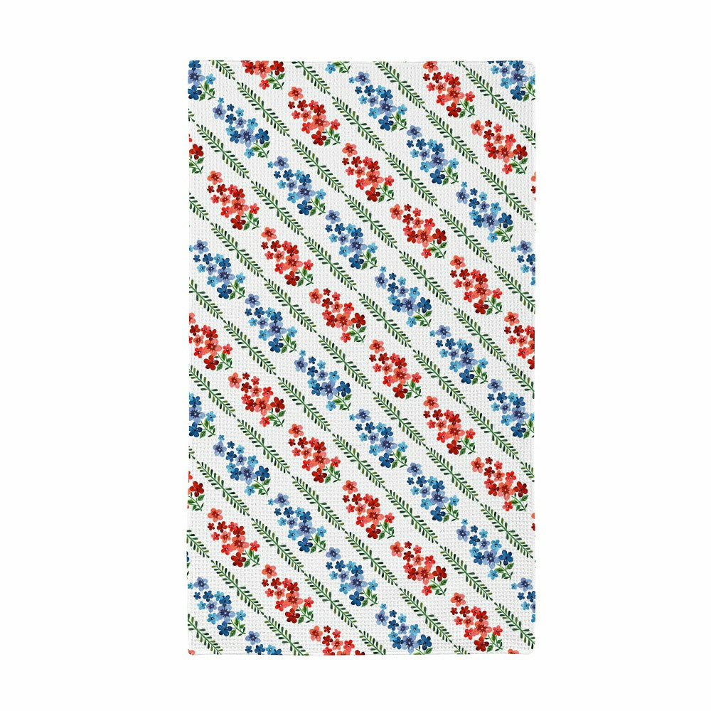 Red, White, & Bloom Kitchen Towel Quick Dry Waffle Weave Double-Sided,
