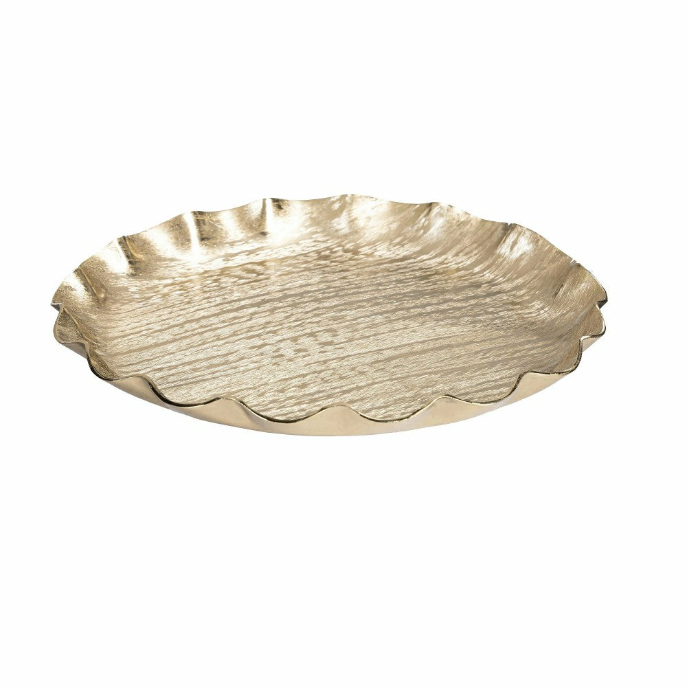 Shades of Green Platter Ruffled Edge Metal Platter Set