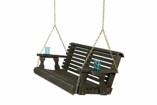 Amish Casual 3 Foot Roll Back Porch Swing in Black Stain