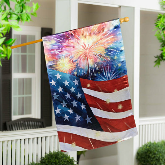 American Classic Fireworks Lustre House Flag