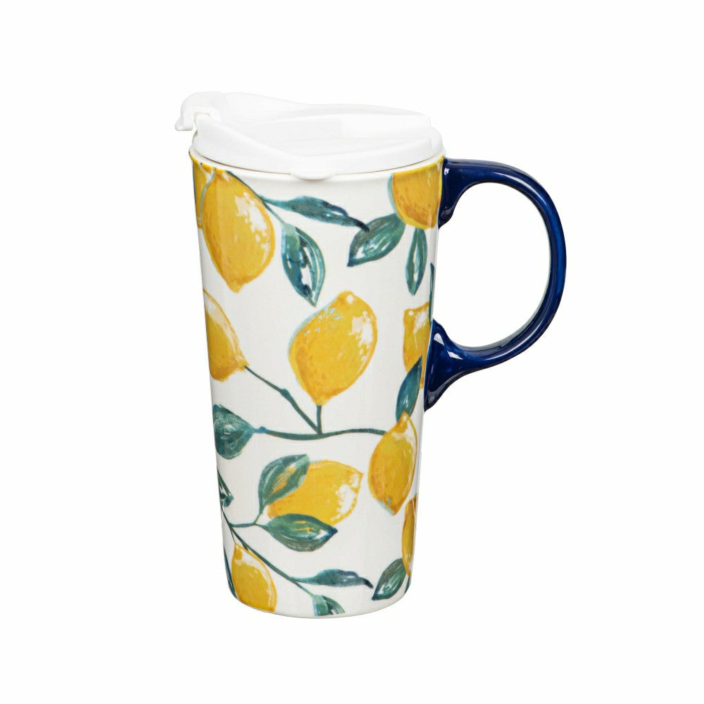 Coastal Citrus Lemons Ceramic Perfect Cup, 17oz, Gift Box