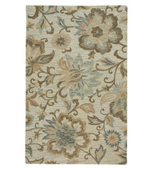 Plow & Hearth Hearth Rugs | Fireplace & Hearth Parkside Wool Floral Rug, 3'6" X 5'6" - Natural