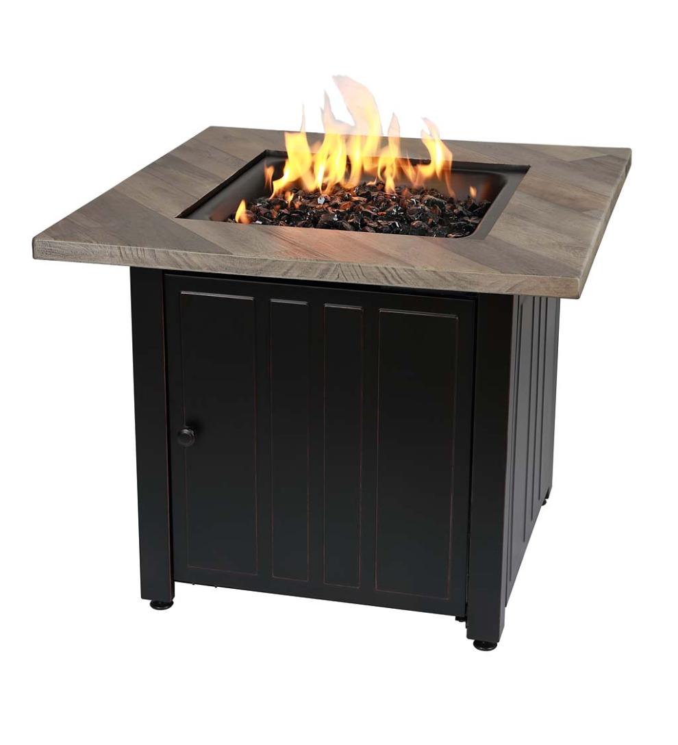 Plow & Hearth Fire Pits | Fireplace & Hearth Bayhill Outdoor Lp Gas Fire Pit With Printed Resin Mantel, 30"