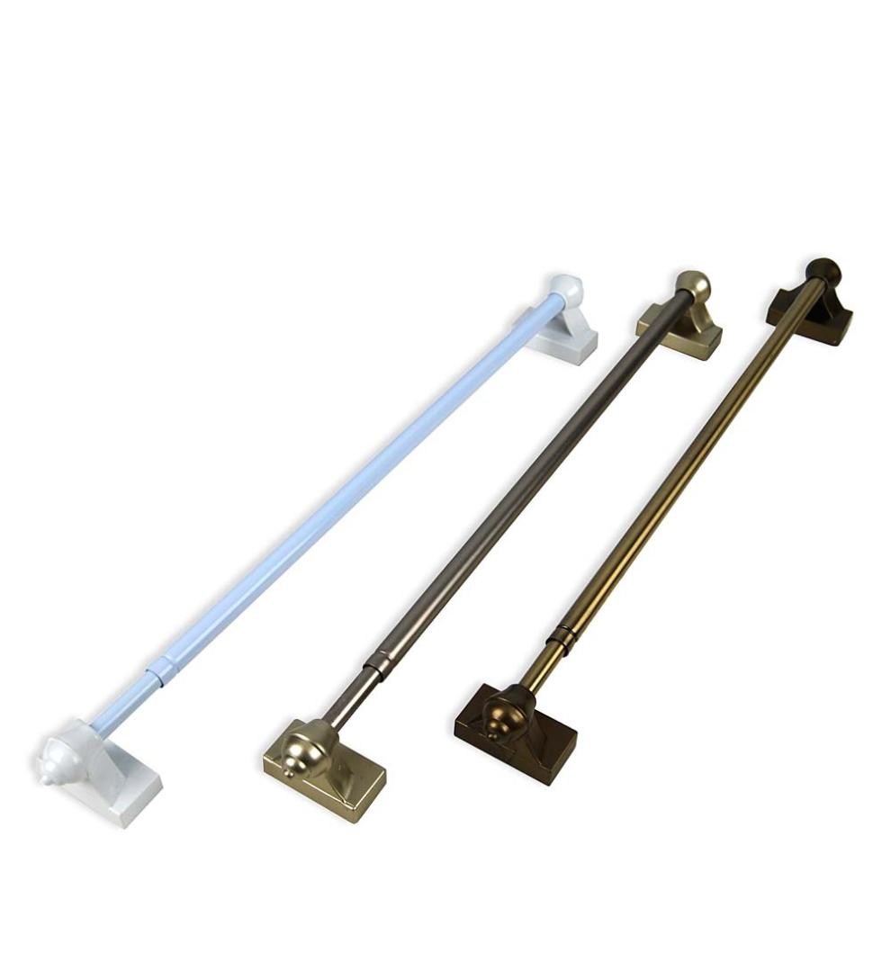 Plow & Hearth Curtain Rods & Hardware | Indoor Living Adjustable Magnetic Curtain Rod, 15-28" - Antique Brass