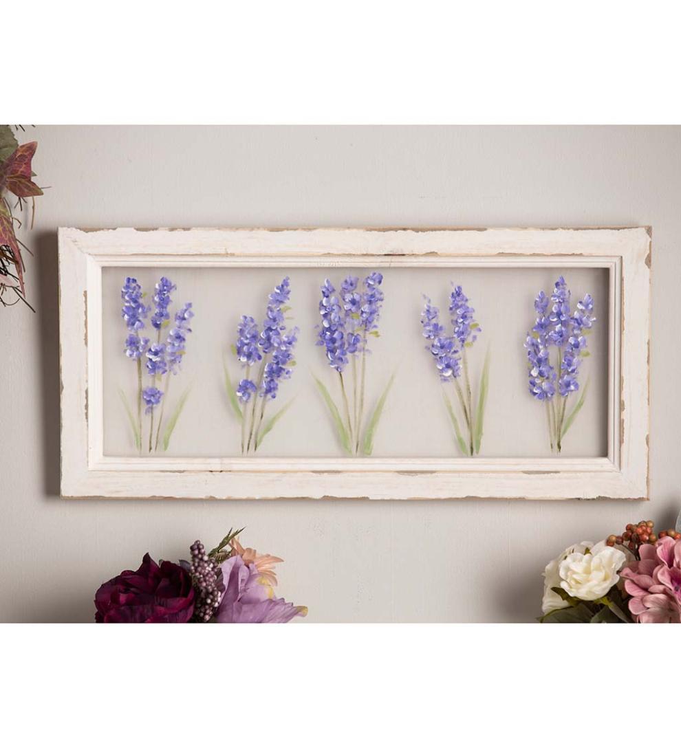Plow & Hearth Home Accents | Indoor Living Hand-Painted Lilacs Screen Wood Frame Wall DÉCor