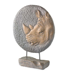 Plow & Hearth Home Accents | Indoor Living Tabletop Round Rhinoceros 3-Dimensional Sculpture DÉCor