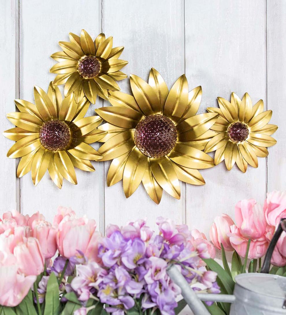 Plow & Hearth Garden Accents | Indoor Living Sunflower Metal Wall DÉCor