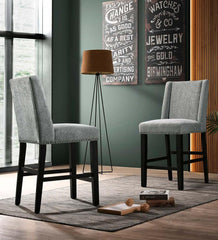 Plow & Hearth Kitchen & Bar Stools | Indoor Living Upholstered Chair-Style 24" Counter Stools, Set Of 2 - Charcoal Gray/Espresso