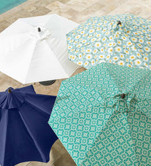 Plow & Hearth Shades & Umbrellas | Outdoor Living Classic Patio Market Umbrella With Aluminum Pole, 7' Dia. - Forest Green