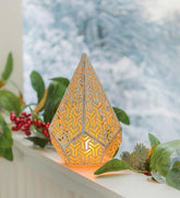 Plow & Hearth Home Accents | Indoor Living Indoor/Outdoor Flicker Flame Battery Operated Geomatric Die Cut Lantern, 11"H