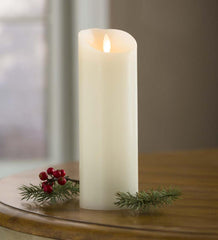 Plow & Hearth Garden Accents | Indoor Living Led Pillar Candle With Flicker Flame And Auto-Timer, 9"H - Cream