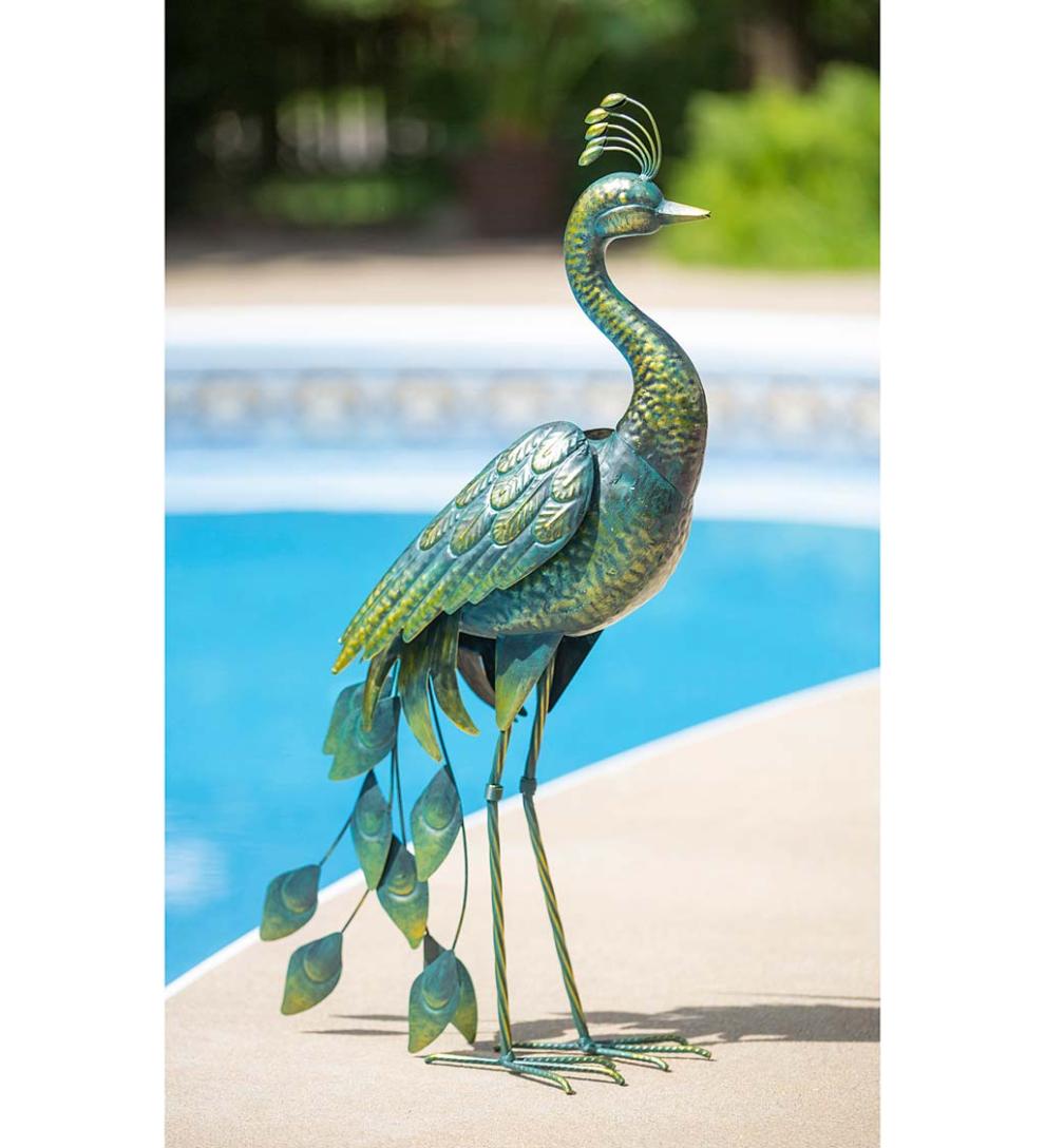 Plow & Hearth Decorative Garden Accents | Yard & Garden 33"H Metal Peacock Garden Statue