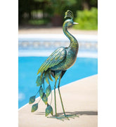 Plow & Hearth Decorative Garden Accents | Yard & Garden 33"H Metal Peacock Garden Statue