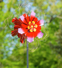 Plow & Hearth Decorative Garden Accents | Yard & Garden 75"H Pink Floral Metal Wind Spinner