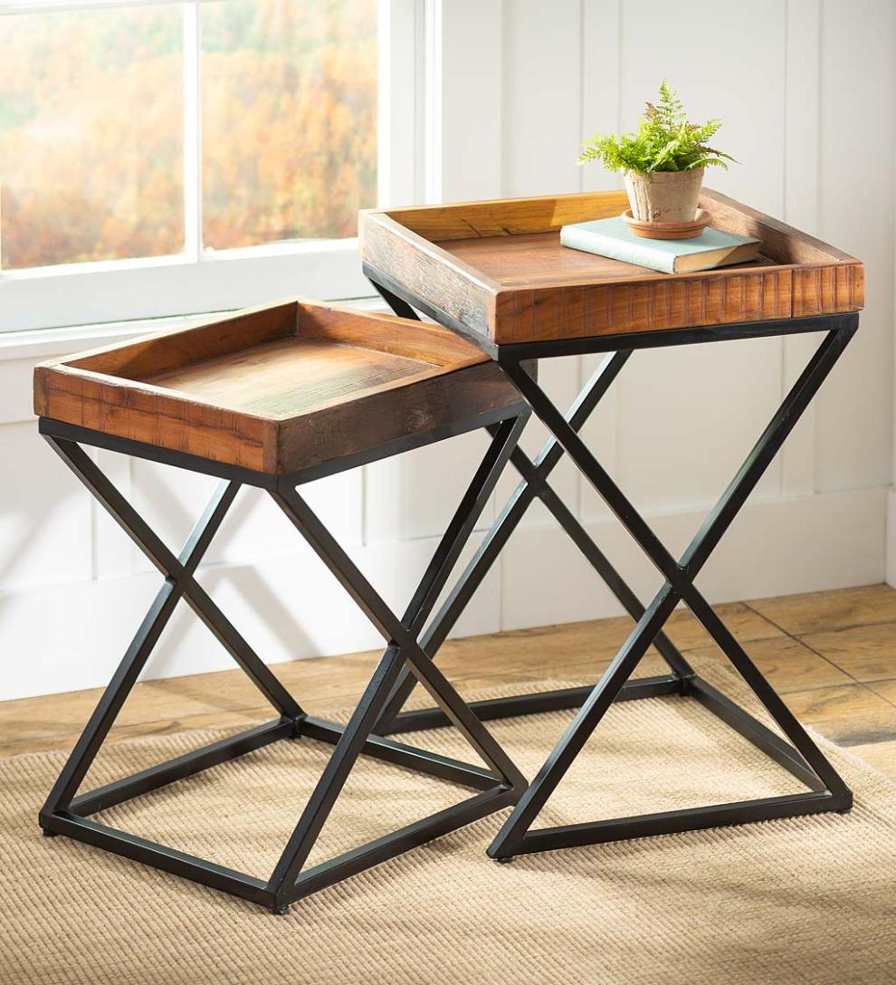 Plow & Hearth Accent Tables | Indoor Living Allegheny Reclaimed Wood Nesting Tables, Set Of Two