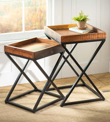 Plow & Hearth Accent Tables | Indoor Living Allegheny Reclaimed Wood Nesting Tables, Set Of Two
