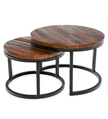 Plow & Hearth Accent Tables | Indoor Living Allegheny Reclaimed Wood Round Nesting Tables, Set Of 2