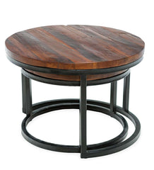 Plow & Hearth Accent Tables | Indoor Living Allegheny Reclaimed Wood Round Nesting Tables, Set Of 2