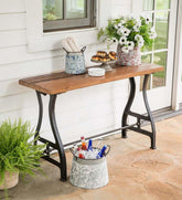 Plow & Hearth Accent Tables | Indoor Living Birmingham Console Table In Reclaimed Wood And Metal