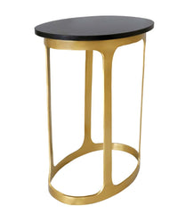 Plow & Hearth Accent Tables | Indoor Living Black Marble Top Oval Accent Table - Black/Gold