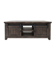 Plow & Hearth Accent Tables | Indoor Living Cape Charles Reclaimed Barnwood Coffee/Cocktail Table With Sliding Barn Doors - Barnwood