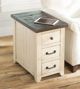 Plow & Hearth Accent Tables | Indoor Living Cape Charles Reclaimed Wood Power Station Side Table With Usb Ports - White
