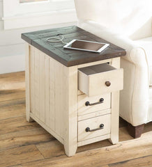 Plow & Hearth Accent Tables | Indoor Living Cape Charles Reclaimed Wood Power Station Side Table With Usb Ports - White