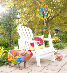 Plow & Hearth Accent Tables | Indoor Living Colorful Folk Art Pig Side Table