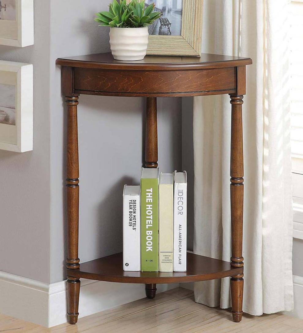 Plow & Hearth Accent Tables | Indoor Living Corner Table/Plant Stand - Antique White