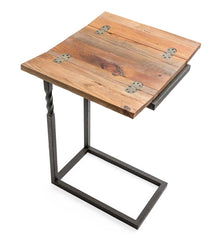 Plow & Hearth Accent Tables | Indoor Living Deep Creek Rustic Pull-Up Table With Fold-Out Leaves In Wood And Metal
