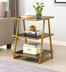 Plow & Hearth Accent Tables | Indoor Living Gold And Black 3-Shelf Accent Table - Black/Gold