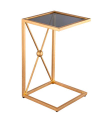 Plow & Hearth Accent Tables | Indoor Living Gold And Black C-Shaped Accent Table - Black/Gold
