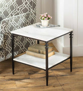 Plow & Hearth Accent Tables | Indoor Living Indoor/Outdoor Nottoway White Marble End Table
