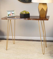Plow & Hearth Accent Tables | Indoor Living Live Edge Acacia Wood Console Table With Hairpin Legs - Black