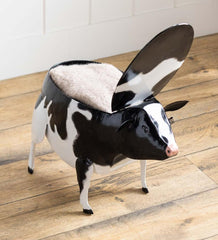 Plow & Hearth Accent Tables | Indoor Living Metal Cow Accent Table With Storage Compartment