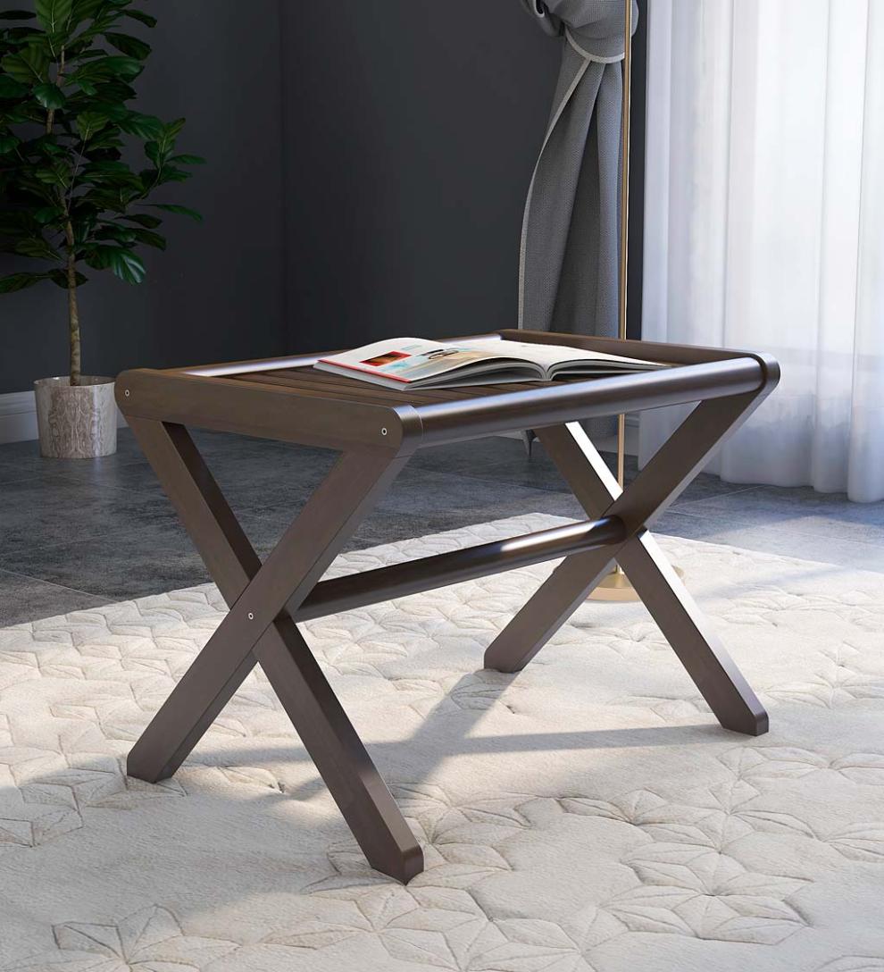 Plow & Hearth Accent Tables | Indoor Living Modern Farmhouse Wood Stool/Bench - Espresso