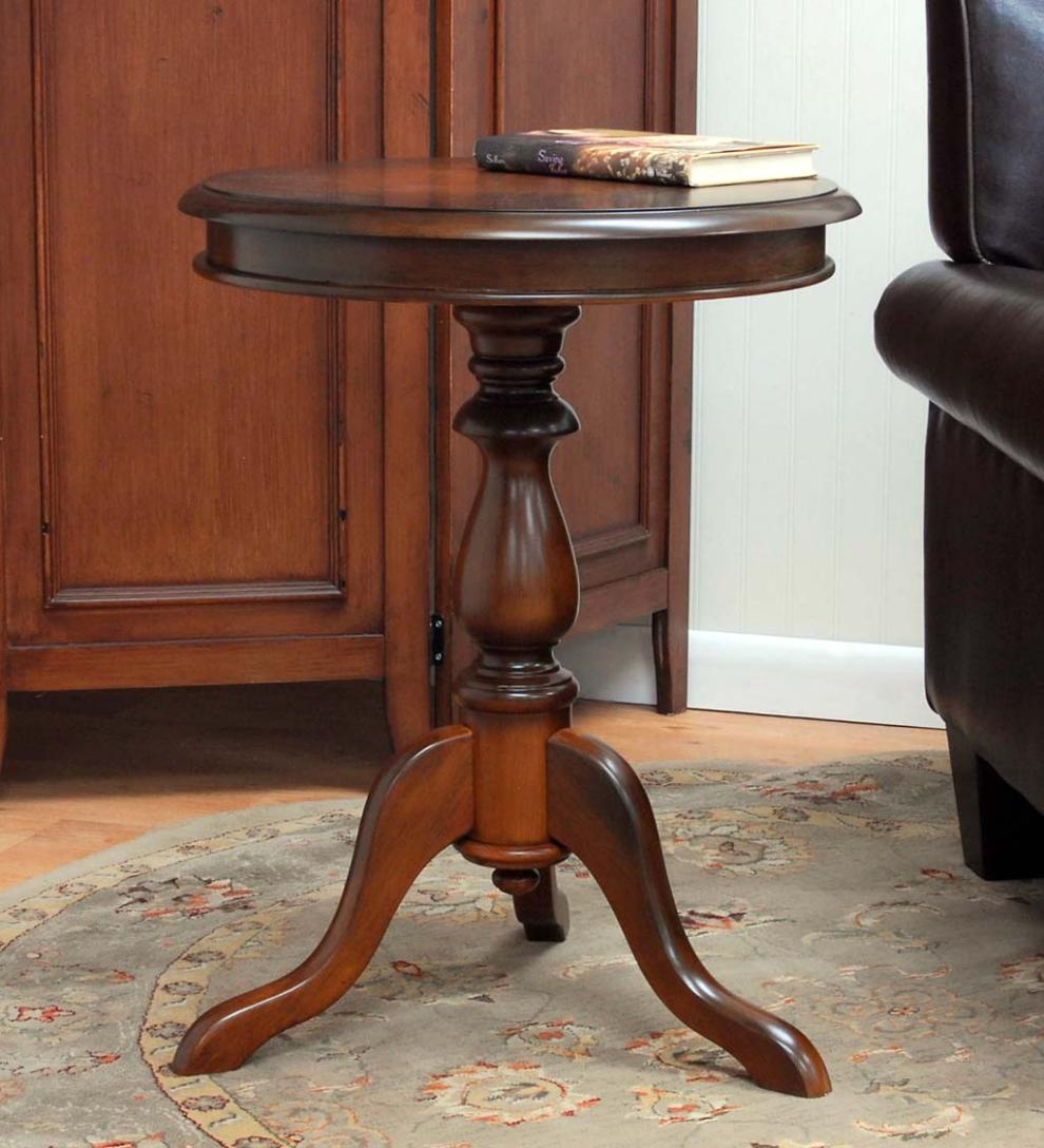 Plow & Hearth Accent Tables | Indoor Living Pedestal-Based Wooden Accent Table - Antique Black