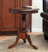 Plow & Hearth Accent Tables | Indoor Living Pedestal-Based Wooden Accent Table - Antique Black