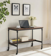 Plow & Hearth Accent Tables | Indoor Living Rolling Weston Writing Desk With Built-In Charging Station And Wheels - Espresso