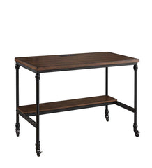 Plow & Hearth Accent Tables | Indoor Living Rolling Weston Writing Desk With Built-In Charging Station And Wheels - Espresso