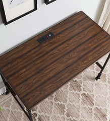Plow & Hearth Accent Tables | Indoor Living Rolling Weston Writing Desk With Built-In Charging Station And Wheels - Espresso