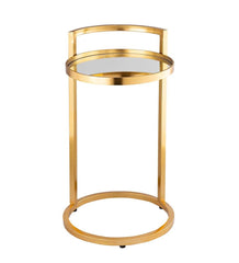 Plow & Hearth Accent Tables | Indoor Living Round Mirror Topped Accent Table - Gold