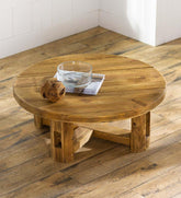 Plow & Hearth Accent Tables | Indoor Living Rowan Ridge Reclaimed Wood Round Coffee/Cocktail Table