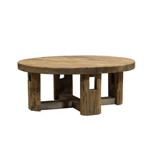 Plow & Hearth Accent Tables | Indoor Living Rowan Ridge Reclaimed Wood Round Coffee/Cocktail Table