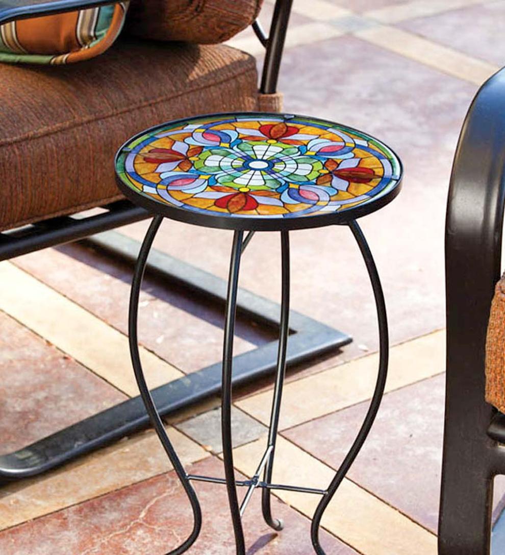 Plow & Hearth Accent Tables | Indoor Living Tiffany-Inspired Floral Accent Table