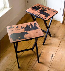 Plow & Hearth Accent Tables | Indoor Living Wilderness Tv Trays, Set Of 2